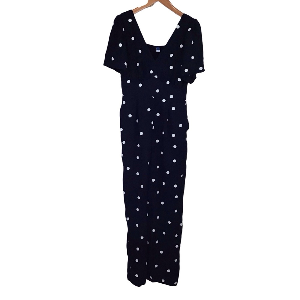Old Navy Calla Lily L Polka Dot Flutter Sleeve Jumpsuit Romper Smocked Nautical